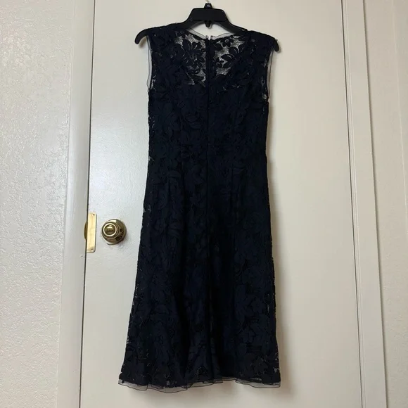 Nanette Lepore Fit & Flare V Neck Black Lace Dress Size 4 - Picture 5 of 7